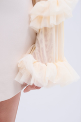 Ruffle Sleeve Blazer Mini Dress - Beige