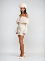 sherry Off Shoulder Furry Skirt Set
