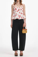 White Floral Plisse Top