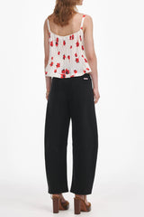 White Floral Plisse Top