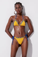 Ying Stripe Halter Neck Swimwear In Yellow