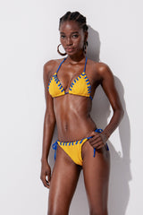 Ying Stripe Halter Neck Swimwear In Yellow