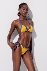 Ying Stripe Halter Neck Swimwear In Yellow