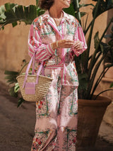 liz multicolor Linen shirt cardigan long-sleeved set