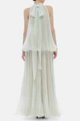 belinda Mint Pleated tulle sleeveless maxi Dress