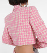 helen Embellished checked wool-blend blazer set in pink