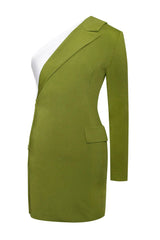 Olive One Sleeve Blazer mini Dress
