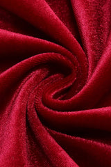 michaelia halterneck Fringe Velvet Dress in Burgundy