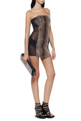 arlene Plush Cut Strapless mini Dress in black - mink