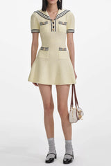 Yellow Textured Knit Mini Dress