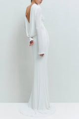 gloria DRAPED BACKLESS JERSEY MAXI DRESS in white