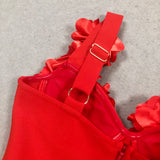 candice one-shoulder flower bodycon maxi dress in red