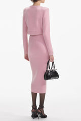 shirley pink embellished jacket & skirt matching set