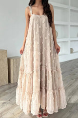 annabelle Jacquard strap maxi dress in apricot