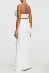 Irregular ruffle fishtail skirt in ivory