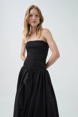 nancy Bubble Hem Maxi Dress in black