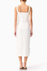 sabrina 3d flower Midi Dress in white