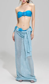 Dillan Blue Flower Three-Piece Swimsuit