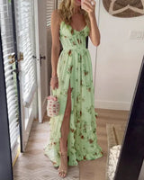 lyuba floral printed high slit Strapless maxi dress