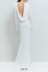 gloria DRAPED BACKLESS JERSEY MAXI DRESS in white