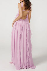 LACE IRREGULAR MAXI DRESS IN Purple