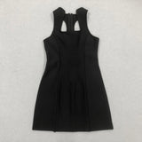 Sleeveless collarless bandage mini dress in black