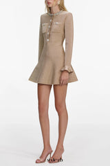 phoenix Gold Crystal Trim Knit Mini Dress