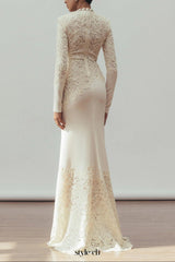 joanna white long sleeve Embroidered Maxi Dress