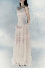 hermosa Lace splicing layer maxi dress in pink