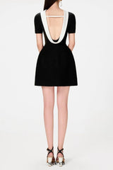 Cowl Neck backless mini Dress in black