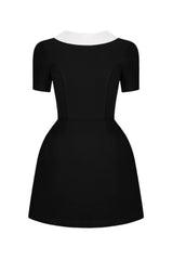 Cowl Neck backless mini Dress in black
