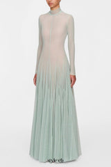anila mint mesh long sleeve slim maxi dress