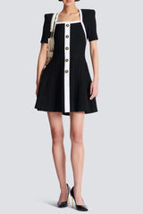 Two-tone A-line knit dress