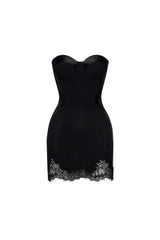 sherry black Cord Lace Bustier Mini dress