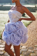 georgia Appliquéd organza lavender mini dress