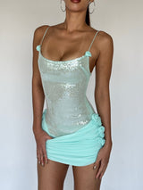 molly Sequin chiffon Mini Dress in mint