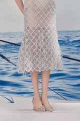 Ciara Trumpet Bishop Sleeved Lace Midi Dress