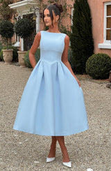 Clarabella sleeveless Midi Dress in white