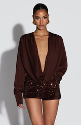 odelia sequin embellished Bodysuit - Plum Brown