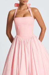 Cressida backless puffy Midi Dress - Blush