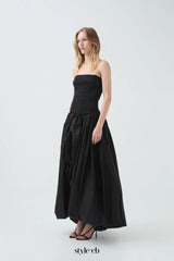 nancy Bubble Hem Maxi Dress in black