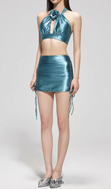 Duran Flower Halter Three-Piece Swimsuit