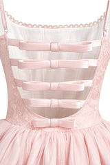 celeste lace bowknot backless mini dress in pink