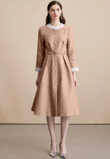 virginia Tweed Sequin khaki midi Dress