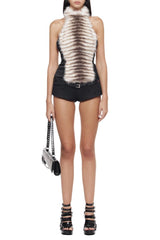 dora halter Backless Furry Top