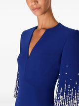 biela v-neck crystal-embellished midi dress in blue