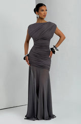 eileen ruched sleeveless Maxi Dress - Charcoal