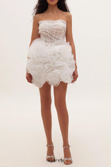 georgia Appliquéd organza white mini dress