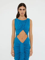 lily Drape Disconnect Tank maxi Dress in blue