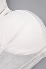 priscilla Strapless Veiled Corset Maxi Dress in white